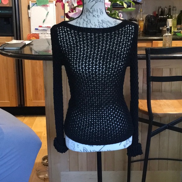 Theory Black Mesh Sweater. Size 4. - Picture 1 of 5